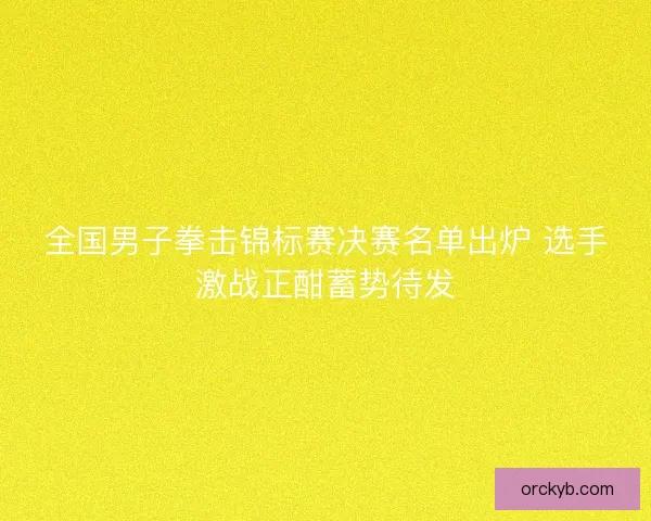 全国男子拳击锦标赛决赛名单出炉 选手激战正酣蓄势待发